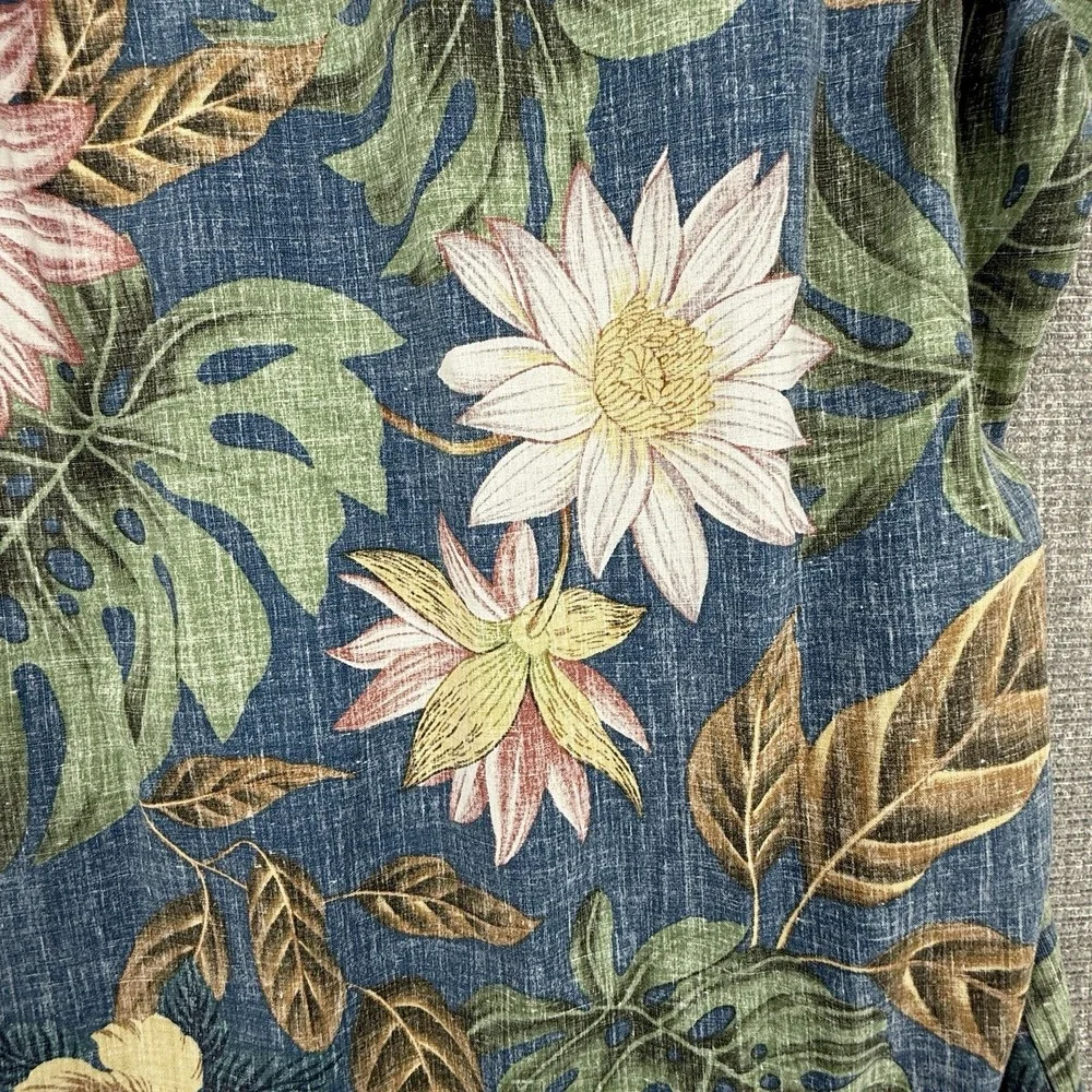 Vtg 90s Reyn Spooner Sz 3XL Hawaiian Popover Blue Pink Floral Botanical Nature‎